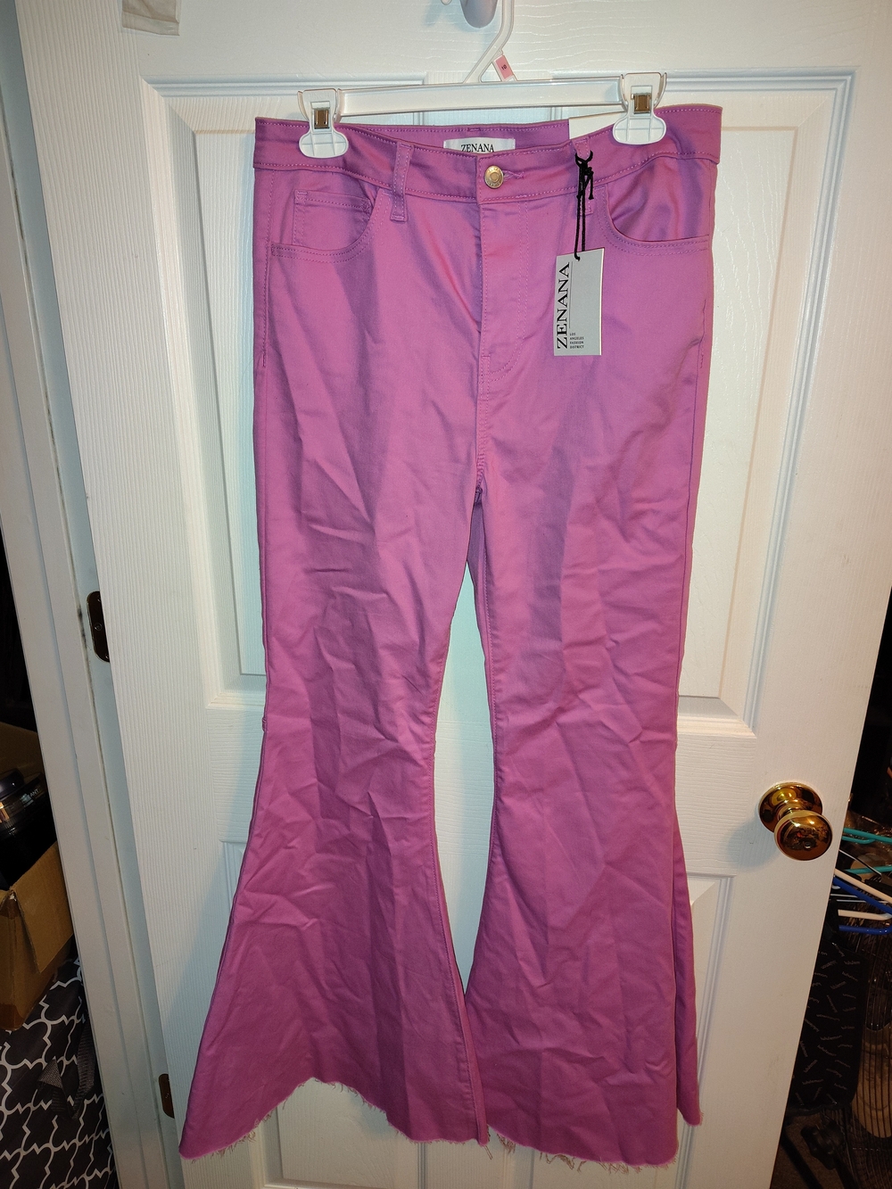 ZENANA Flare Pants in Pink Size Medium NWT